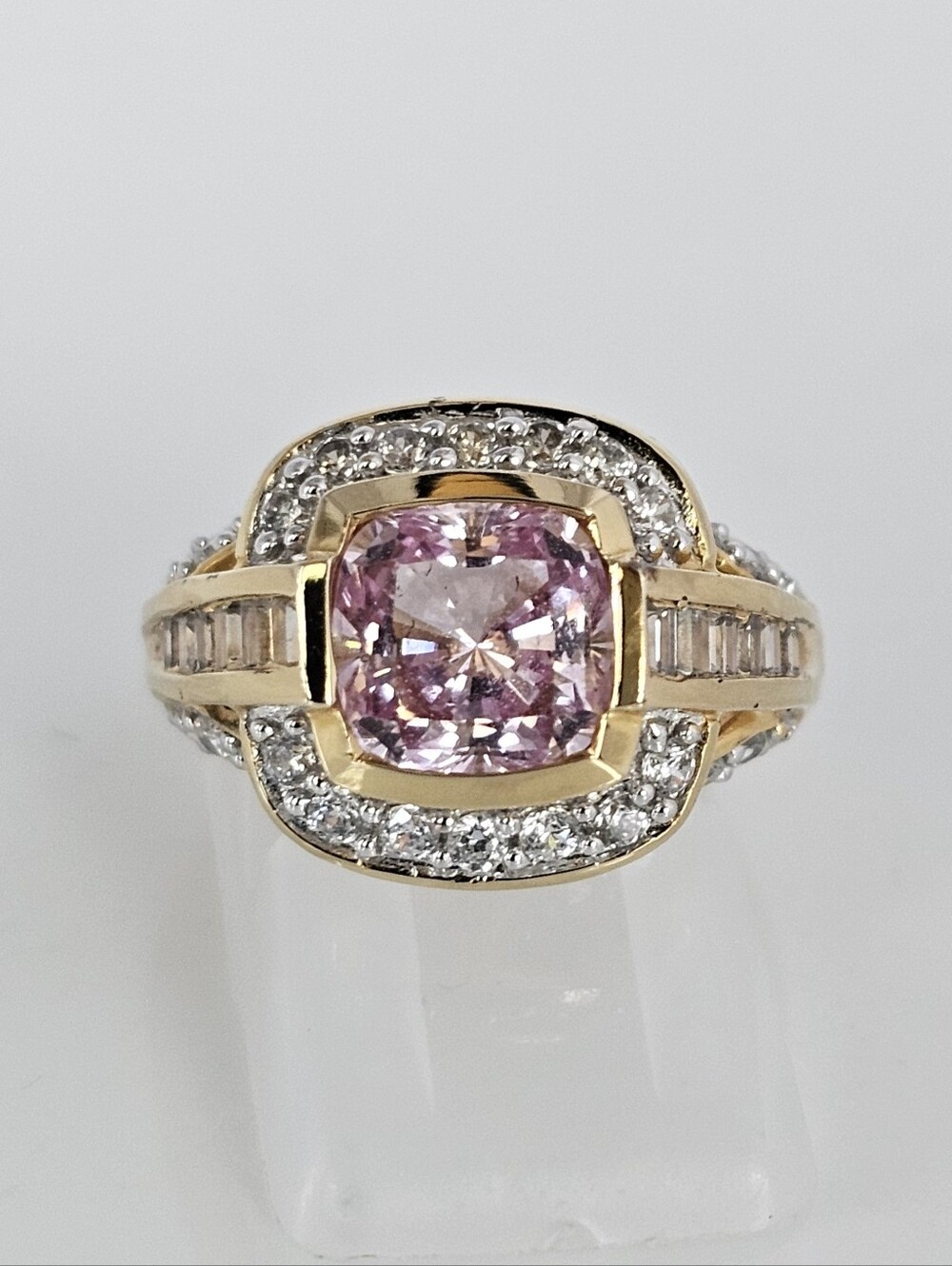 Authentic Retired Pink Sapphire & Diamond Simulant Ring 18k Vermeil Size 7!